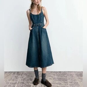 Zara Denim TRF midi Dress with pockets -XL